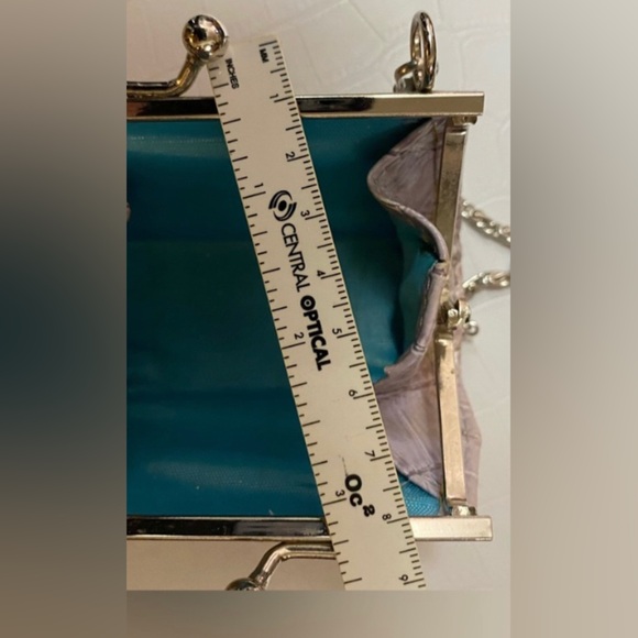 Vintage lipstick case lavender snake skin w aqua interior With replacement strap - Picture 5 of 5